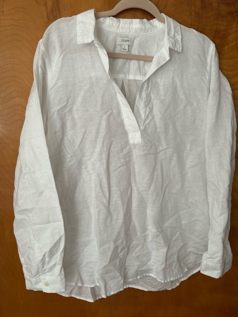 J. Crew women’s  White Linen Button-Down Popover Shirt